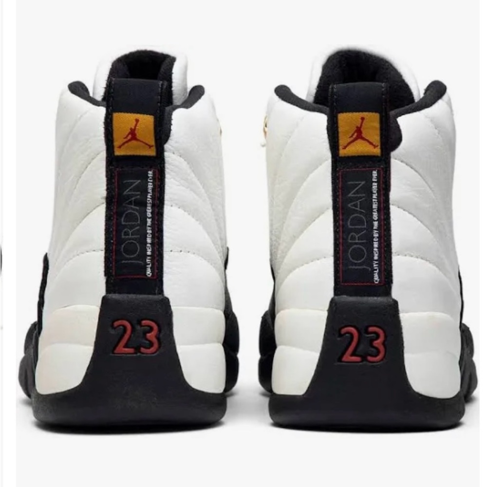 Nike Air Jordan 12 Retro Taxi White Black Gold Basketball Sneakers